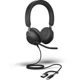Jabra Evolve2 40 SE , Headset schwarz, MS-Version, Stereo, USB-A und USB-C