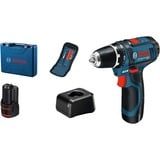 Bosch Akku-Bohrschrauber GSR 12V-15 Professional, 12Volt blau/schwarz, 2x Li-Ionen Akku 2,0Ah, 10 Bits, Koffer