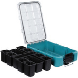 Makita MAKTRAK Organizer tief M, Werkzeugkiste blau/transparent, Transparenter Deckel