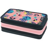 Herlitz TriCase Fancy Peacock, Schüleretui rosa/dunkelblau, 31-teilig