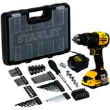 Stanley Akku-Schlagbohrschrauber  (SFMCD716D1A-QW), 18Volt schwarz/gelb, Li-Ion-Akku 2,0Ah, 100 -teiliges Zubehörset, Koffer