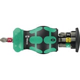 Wera Kraftform Kompakt Stubby Magazin RA 2, Bit-Satz schwarz/grün, 6-teilig, 1/4", mit Ratschenfunktion