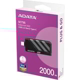 ADATA External SSD SC735 2 TB, Externe SSD schwarz/blau, USB-C 3.2 Gen 2 (10 Gbit/s)