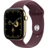 Apple Watch Series 12, Smartwatch Titan Gold, 46 mm, Sportarmband Burgund, M/L, Cellular