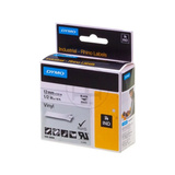 Dymo Rhino™ IND ORIGINAL Schriftband Vinyl 12mm x 5,5m, schwarz auf weiß permanent klebend, 18444
