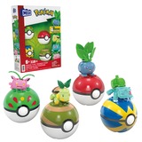Mattel MEGA Pokémon Pflanze-Typ Trainerteam Bauspielzeug-Set mit 4 Actionfiguren, Konstruktionsspielzeug 118 Teile