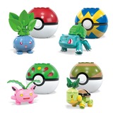 Mattel MEGA Pokémon Pflanze-Typ Trainerteam Bauspielzeug-Set mit 4 Actionfiguren, Konstruktionsspielzeug 118 Teile