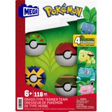 Mattel MEGA Pokémon Pflanze-Typ Trainerteam Bauspielzeug-Set mit 4 Actionfiguren, Konstruktionsspielzeug 118 Teile