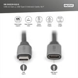 Digitus USB 3.2 Gen 1 Verlängerungskabel, USB-C Stecker > USB-C Buchse schwarz/silber, 1 Meter