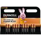 Duracell Plus Alkaline Batterie, Micro AAA LR03 1,5V, Extra Life 10 Stück, AAA (LR03)