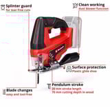 EINHELL Power X-Change Akku-Stichsäge TC-JS 18 Li-Solo, 18Volt rot/schwarz, ohne Akku und Ladegerät