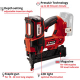 EINHELL Professional Akku-Tacker FIXETTO 18/38 S, 18Volt, Elektrotacker rot/schwarz, ohne Akku und Ladegerät