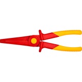 KNIPEX Flachrundzange aus Kunststoff 98 62 02, Greifzange rot/gelb, gezahnte Greifflächen, isoliert, VDE-geprüft