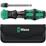 Wera Kraftform Kompakt 20 RA-R mit Tasche, Bit-Satz schwarz/grün, 6-teilig, 1/4", mit Ratschenfunktion und Rapidaptor Schnellwechselfutter