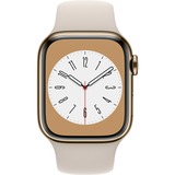 Apple Watch Series 8, Smartwatch gold, 41 mm, Sportarmband, Edelstahl-Gehäuse, LTE