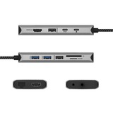 ICY BOX IB-DK4061-CPD, Dockingstation anthrazit, USB-A, USB-C, HDMI, Kartenleser, Gigabit LAN