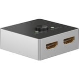 goobay Manuelle HDMI-Umschaltbox 2 auf 1 (4K @ 60Hz), HDMI Switch schwarz/silber