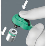 Wera 8100 SA 13 Zyklop Comfort Knarrensatz, 1/4", Werkzeug-Set schwarz/grün, 15-teilig, Comfort-Knarre mit Umschalthebel