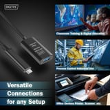 Digitus Aktives USB 3.2 Gen 2 Verlängerungskabel, USB-C Stecker > USB-A Buchse schwarz, 5 Meter, Repeater Kabel