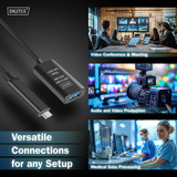 Digitus Aktives USB 3.2 Gen 2 Verlängerungskabel, USB-C Stecker > USB-A Buchse schwarz, 5 Meter, Repeater Kabel