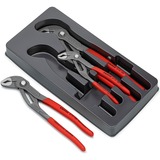 KNIPEX Cobra Zangen-Set 00 20 09 V02, 3-teilig rot, gezahnte Griffflächen, integrierter Klemmschutz