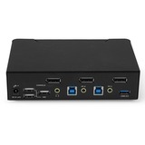 Lindy 2 Port KVM Switch, DisplayPort 1.4, USB 3.0 & Audio, KVM-Switch schwarz