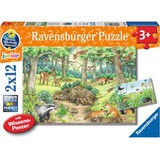 Ravensburger Wieso? Weshalb? Warum? Tiere im Wald und auf der Wiese, Puzzle 2x 12 Teile, mit Wissensposter