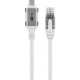 goobay Ethernet-Kabel USB-C 3.2 Gen2 Stecker > RJ-45 Stecker, LAN-Adapter weiß, 10 Meter, geflochtener Textilmantel