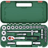 Bosch Heimwerken & Garten 1/2" Ratschen-Set mit Steckschlüsseln, 25-teilig grün, Drehmoment bis 768 Nm, im Koffer