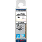 Bosch PRO Stainless Steel HSS-Co Spiralbohrer, Ø 2,0mm 10 Stück, Arbeitslänge 24mm