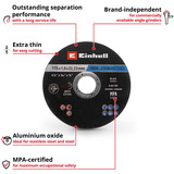 EINHELL Trennscheibe dünn, Ø 115 x 1,0mm, 100 Stück für Winkelschleifer
