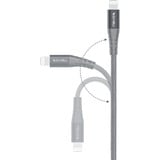 Nevox USB 2.0 Adapterkabel, USB-C Stecker > Lightning Stecker silber/grau, 2 Meter, PD, gesleevt