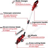 EINHELL Akku-Grasschere/ -Strauchschere GE-CG 18/100 Li T-Solo, 18Volt rot/schwarz, ohne Akku und Ladegerät