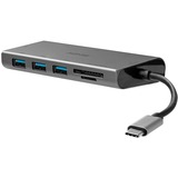 Lindy DST-Mini Plus, Dockingstation aluminium, mit 4K HDMI, VGA Support & 100W Pass-Through-Laden