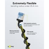 goobay Ultraflexibles Cat.6a Patchkabel slim, U/FTP schwarz, 15 Meter, extrakurze Stecker