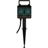 Brennenstuhl Garten-Steckdose mit Erdspieß, 2-fach, Steckdosenleiste schwarz, 1,40 Meter