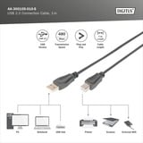 Digitus USB 2.0 Anschlusskabel USB-A (Stecker) > USB-B (Stecker) schwarz, 1 Meter