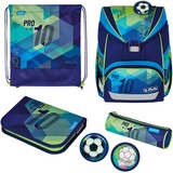 Herlitz UltraLight Plus Green Goal, Schulranzen blau/grün, inkl. 16 tlg. Schüleretui, Faulenzermäppchen, Sportbeutel