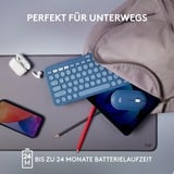 Logitech K380 Multi-Device für Mac, Tastatur blau, DE-Layout, Bluetooth, kompatibel mit macOS/iOS/iPadOS