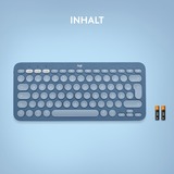 Logitech K380 Multi-Device für Mac, Tastatur blau, DE-Layout, Bluetooth, kompatibel mit macOS/iOS/iPadOS