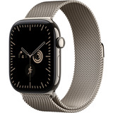 Apple Watch Series 12, Smartwatch Titan Natur, 46 mm, Milanaise Armband Natur S/M, Cellular