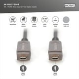 Digitus HDMI / Micro HDMI AOC Hybrid Glasfaserkabel, UHD 4K schwarz, 20 Meter, abnehmbare Stecker
