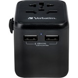 Verbatim Universal-Reiseadapter UTA-01, Reisestecker schwarz, 2x USB-A