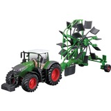 Bburago Fendt Traktor mit Heuwender Schwungrad, Modellfahrzeug grün/rot