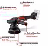EINHELL Professional Akku-Exzenterpolierer CP-EP 18/125 Li BL-Solo, 18Volt, Poliermaschine rot/schwarz, ohne Akku und Ladegerät