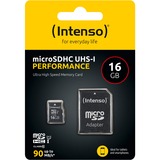 Intenso UHS-I Performance 16 GB microSDXC, Speicherkarte schwarz, UHS-I U1, Class 10