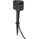 Brennenstuhl Connect WiFi Gartensteckdose 2-fach, mit Erdspieß und Montageplatte, Steckdosenleiste schwarz/grün, 10 Meter, Zeitschaltuhr, Sprachsteuerung