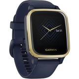 Garmin Venu Sq Music, Smartwatch gold, Dunkelblaues Silikonarmband