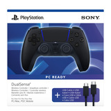 Sony DualSense Wireless-Controller + USB-Kabel für PC, Gamepad schwarz, Midnight Black