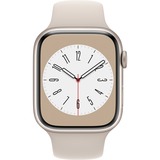Apple Watch Series 8, Smartwatch champagner, 45 mm, Sportarmband, Aluminium-Gehäuse, LTE